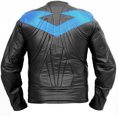 LJD DC Comic Movie Nightwing Leather Jacket (Large, Blue)