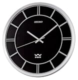 Seiko R-Wave Wall Clock Black Metallic Case