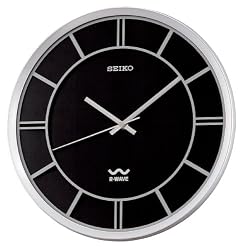 Seiko R-Wave Wall Clock Black Metallic Case