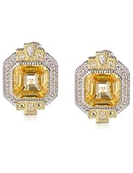 Judith Ripka "Estate" Ascher Cut Center Stone Yellow Stud Earrings
