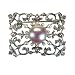 Rectangular Vine Button Baroque Cultured Pearl and Seed Pearls Sterling Silver Brooch