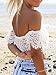 Persun Women White Off Shoulder Crochet Lace Layer Crop Top Bralettes