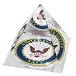 MIL United States Navy US Nacy  Insignia  Crystal Pyramid Paperweight