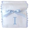 Princess Linens Garden Pique Burp Pad Set - White with Light Blue Rick Rack Trim-I