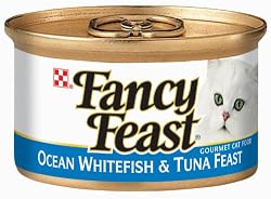 Fancy Feast Gourmet Cat Food, Ocean Whitefish & Tuna Feast, Classic 3-Ounce Cans (Pack of 24)