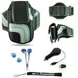 Black Adjustable Deluxe Sportband / Workout Armband with Adaptable Neck Str ....