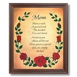 Motivational Poem Mom Mother Rose Flower Wall Picture Cherry Framed Art Print