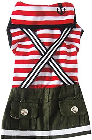 Uniquer Pet Couple T-Shirts (Female) Sailor Pattern Made of Breathable Cotton for Spring Summer PC007,L