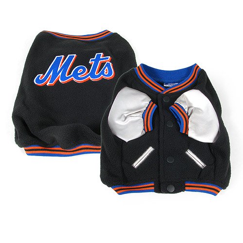 Sporty K9 New York Mets Pet Varsity Jacket - Black Large