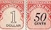 2 United States Postage Due Stamps 50c/ $1