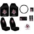 Ed Hardy Love Kills Slowly Seat Covers, Floor Mats, Steering Wheel Cover, Shoulder Belt Pads, Visor Organizer, Pouch and Decal 10-pc Set