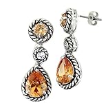 Designer-Inspired Dangle Earrings w/Champagne,White CZs