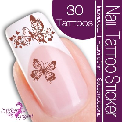 Nail Tattoo Sticker Schmetterling / Floral - braun Preisvergleich