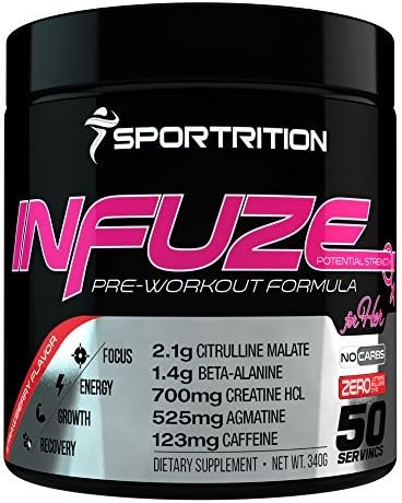 HOT NEW PRE WORKOUT...INFUZE for Her 50 servings (Strawberry Flavor) MADE IN USA by Sportrition LLC