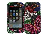 Butterfly Rainbow Bling Rhinestone Faceplate Diamond Crystal Hard Skin Case Cover for iPhone 4 AT & T Verizon