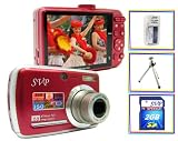 SVP Xthinn-737 Red 7MP 3x Optical zoom 3-inch LCD Digital Camera + FREE 2GB High Speed SD Memory Card & Tripod & AA Rechargeable Set