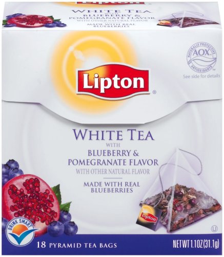 Lipton Pyramid Tea Bags, White With Blueberry Pomegranate, 18-Count Tea Bags (Pack of 6) by Lipton