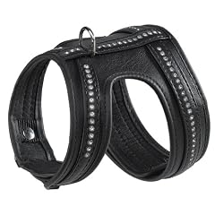 Ferplast 76018017 Geschirr f�r Hunde, soft high-tech material, LUX P XS, A: 20-25 cm, B: 30-39 cm, schwarz mit weissen Strassteinen