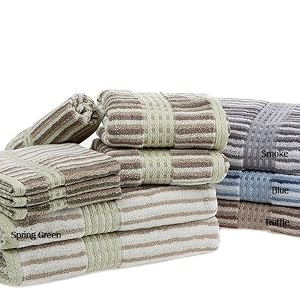 8pc 650 Gram Striped Egyptian Cotton Towel Set, Truffle by