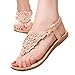 Creazy 2016 Summer Bohemia Sweet Beaded Sandals Clip Toe Sandals Beach Shoes (8, Khaki)