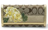 Apparel : AUTHENTIC COACH GOLD SIGNATURE FLORAL SLIM ENVELOPE WALLET 41418