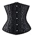 Everbellus Womens 24 Spiral Steel Boned Satin Underbust Waist Training Brocade Corset