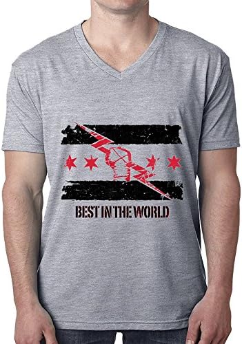 Luketor CM Punk Best In The World Soft Cotton V-Neck Design Men T Shirt Grey