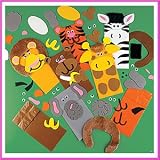 Zoo-Jungle Animal Paper Bag Puppet Craft Kit(Makes 12)