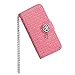 GoodPro Shiny Crystal Rose Design PU Leather Wallet Case Cover with Card Holder for Apple iPhone 5 5S Bundle with Screen Protector and Stylus - Pink
