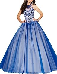 A-line Strapless Sleeveless Pleated Beaded  Lace-Up Sheer Sequined Backless Cowl Neck Sweetheart Tulle Floor Length Evening Dress/Prom Dress/Quinceanera Dress/Party Dress  With Rhinestones