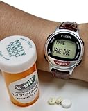 IMAGE OF Pill Timer 12 Alarm Watch e-pill CADEX Leather Medication Reminder and ICE Electronic Medical Alert. Free Standard Shipping & Handling. Long Alarm Duration.