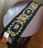 Gorgeous Handmade Wool Needlepoint Table runner-Black