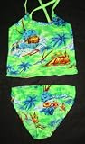 Girls 7-16 2-piece Swimwear Crop Top Bikini Lime Aloha