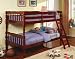 Twin Size Bunk Bed with Ladder in Cherry Finish