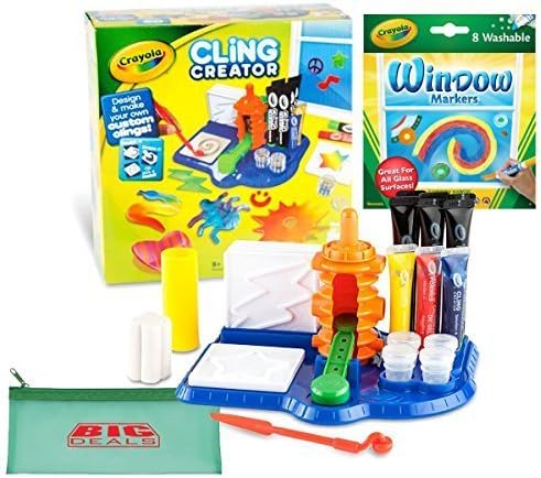 Crayola Cling creator the most fun toy for creating gel window clings. Kids create customized cling to use in school or at home, with additional 8 window markers and bonus pencil case
