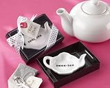 “Sweet-Tea” Ceramic Tea-Bag Caddy in Black & White Serving-Tray Gift Box – Baby Shower Gifts & Wedding Favors
