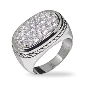 Designer Style Modern Pave CZ Ring with Cable Detail Size 5 (Sizes 5 6 7 8 9 Available)