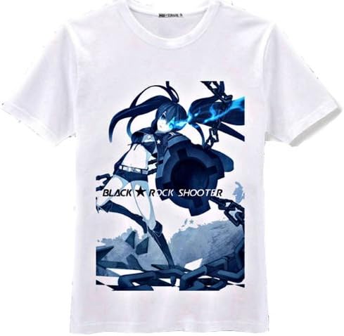 Animeblooms - Anime Black Rock Shooter BRS White T-Shirt Tee Medium Size M