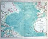 1914 Geography Maps Basin North Atlantic Ocean Colour