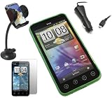 51kOtezbKPL. SL160  iTALKonline CAR DRIVE Pack GREEN Weiche Progel hydro Case / Cover / Haut, LCD Bildschirm / Scratch Beschützer, 12/24V KFZ Ladekabel, KFZ Saug Windschutzscheiben Halter für HTC Evo 3D Andriod SmartPhone
