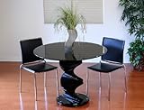 TransDeco Black Glass Dining Table