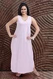 Women's Cotton Full Length Sleeveless Nightgown - Sleepwear with Wide Shoulder Straps