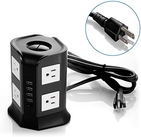 DLAND Smart 8-Outlet with 4-USB Output Surge Protection Power Strip , 930 Joules 4000W 110-250V Worldwide Voltage Surge Protector Power Socket , 4 USB Charger Power Adaper for iPhone 6 / 6 Plus / 5S / 5, iPad Air / Mini, Samsung Galaxy Note 4 / Note 3 / Note 2 / S5 / S4 / S3 and other Smartphone and Tablet, Including 6.5 Feet(2.0 Meters) Power Cord