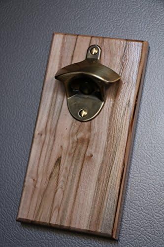 Magnetic Hardwood Bottle Opener - Ambrosia Maple with Antique Brass Opener