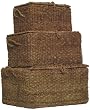 Natural Hand Woven Seagrass Rectangle Trunks Lg=23.5"x18"x13"H Set of 3