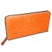 Italian Wallets | Ostrich Wallets - Orange Kena Kai Women's Italian Leather Ostrich Embossed Zippered Wallet - Orange