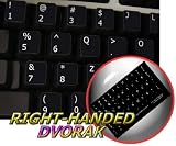 DVORAK RIGHT-HANDED NON-TRANSPARENT KEYBOARD STICKER ON BLACK BACKGROUND