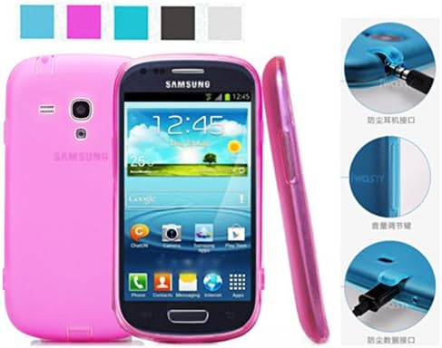 Koppu for Samsung Galaxy S3 Mini I8190(Inbuilt Dust Plug for Earphone Jack and Charging Port) Slim Fit Semitransparent TPU Frosted Soft Phone Cover Case (Galaxy S3 Mini, Rosy)