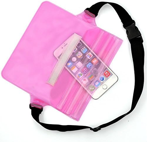 TheLovelyBird Waterproof Pouch with Waist Strap for Beach/fishing/hiking - Protects Personal Items From Water (Pink)