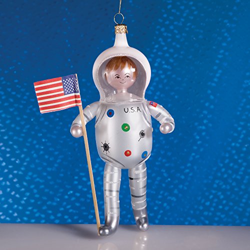 De Carlini Astronaut Man on the Moon Italian Mouthblown Glass Christmas Ornamenta De Carlini Astronaut Man on the Moon Italian Mouthblown Glass Christmas Ornamenta